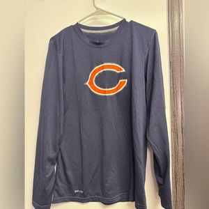 Nike Mens Chicago Bears Shirt Small Blue Long Sleeve Dri Fit NFL Team Apparel